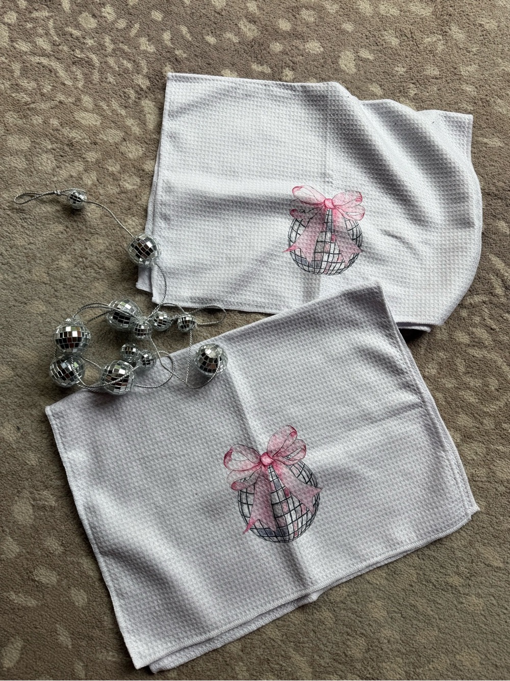 Disco Ball Waffle Knit Towels & Garland